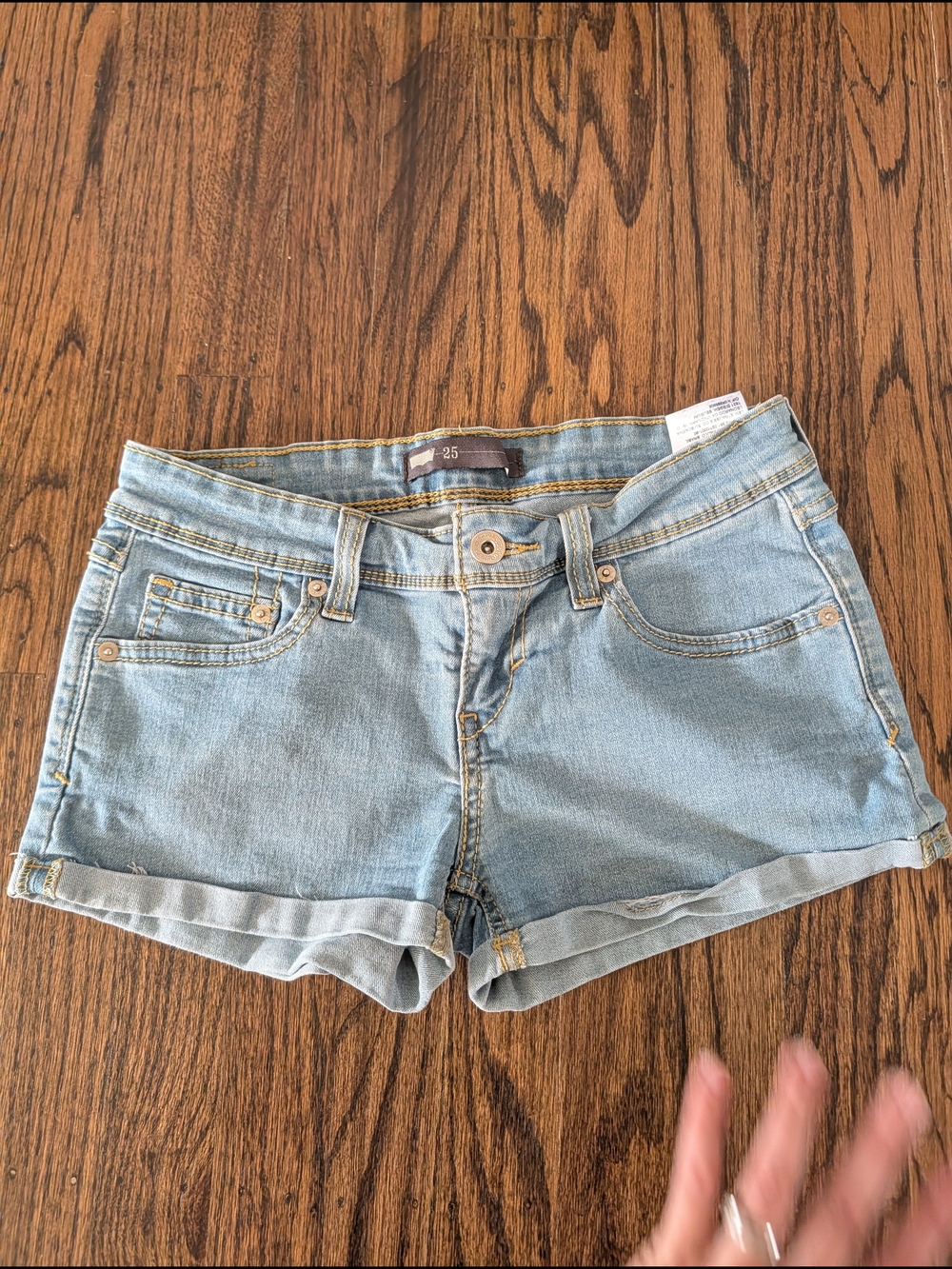 Levi's Light Blue Denim Roll-Cuff Jean Shorts